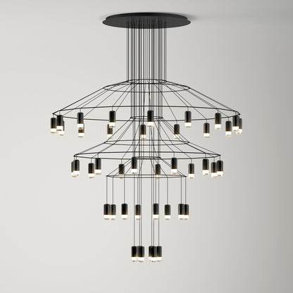 Elegant Lattice Chandelier with Adjustable Height and Crystal Accents