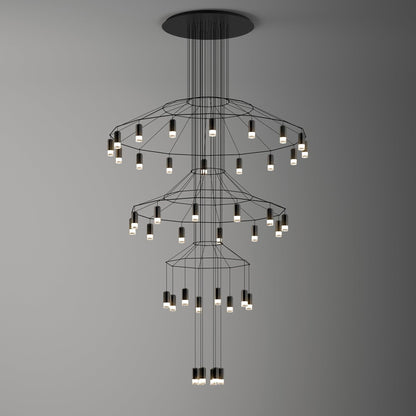 Elegant Lattice Chandelier with Adjustable Height and Crystal Accents