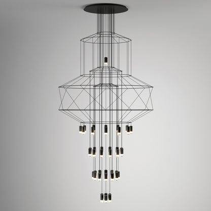 Elegant Lattice Chandelier with Adjustable Height and Crystal Accents