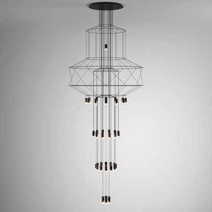 Elegant Lattice Chandelier with Adjustable Height and Crystal Accents