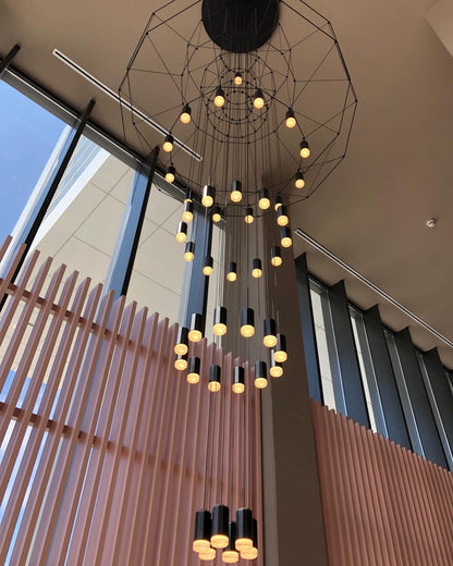 Elegant Lattice Chandelier with Adjustable Height and Crystal Accents