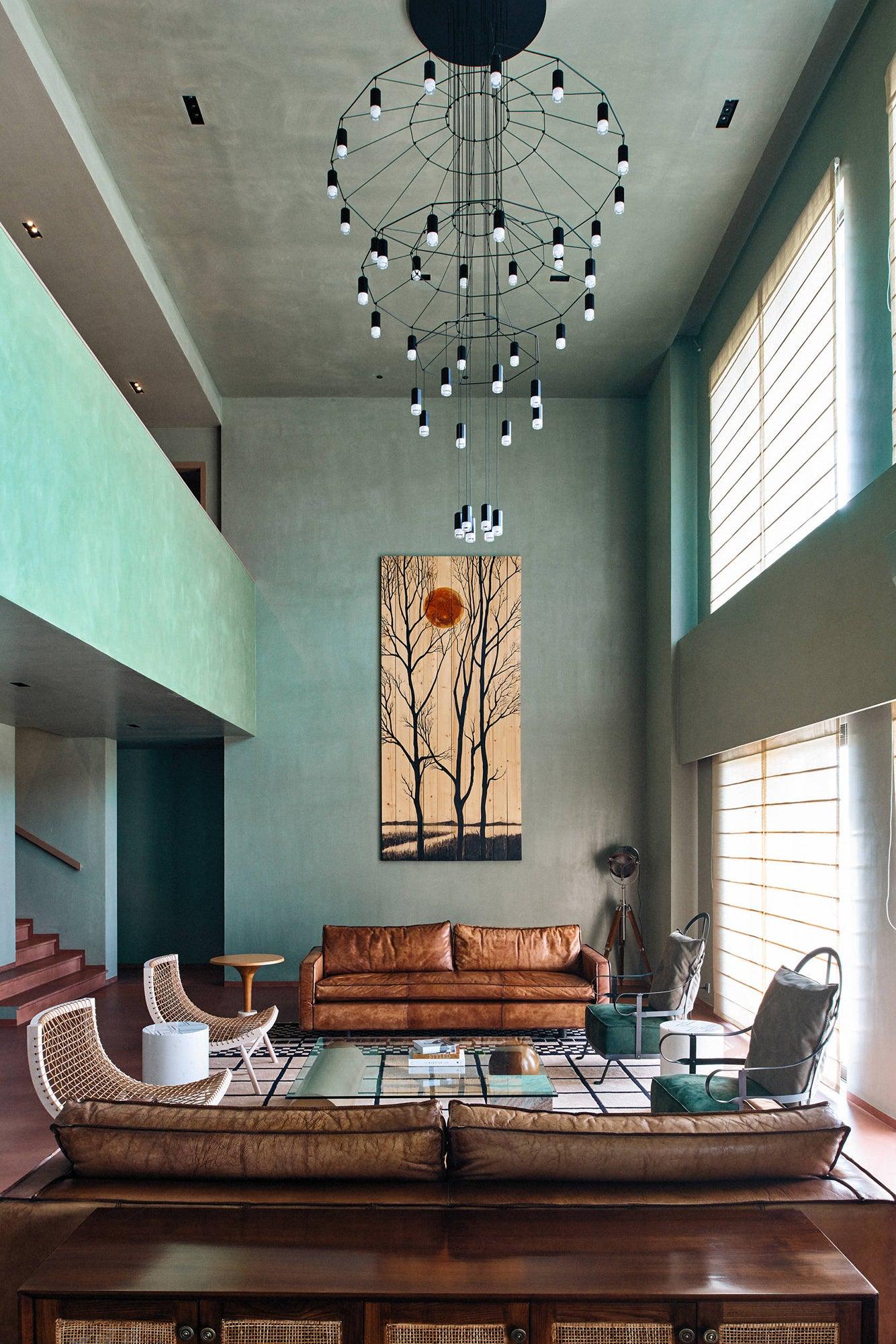 Elegant Lattice Chandelier with Adjustable Height and Crystal Accents