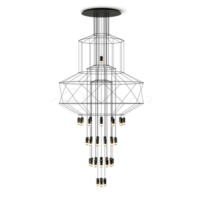 Elegant Lattice Chandelier with Adjustable Height and Crystal Accents