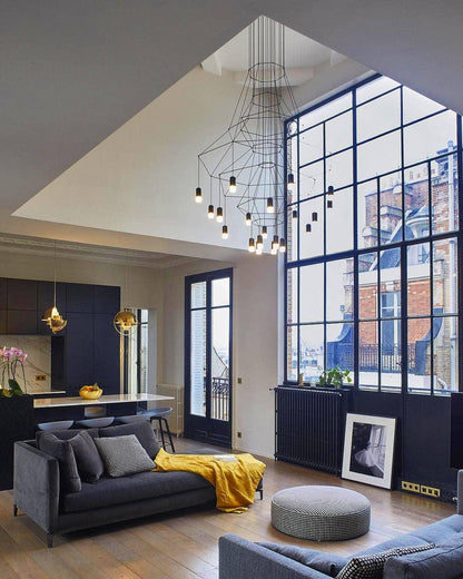 Elegant Lattice Chandelier with Adjustable Height and Crystal Accents