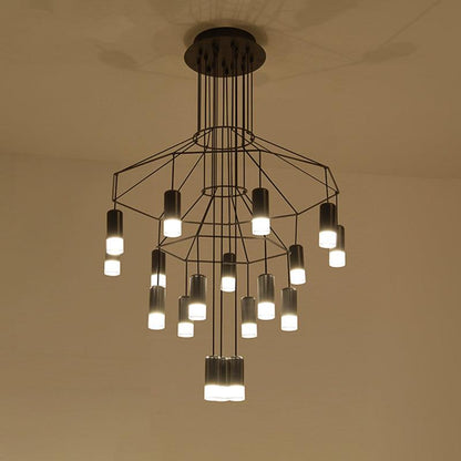 Elegant Lattice Chandelier with Adjustable Height and Crystal Accents