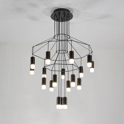 Elegant Lattice Chandelier with Adjustable Height and Crystal Accents