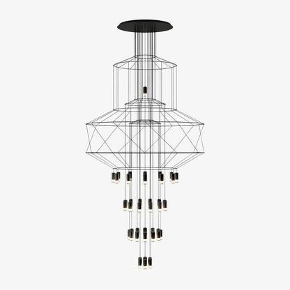 Elegant Lattice Chandelier with Adjustable Height and Crystal Accents