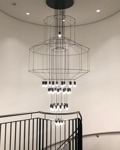 Elegant Lattice Chandelier with Adjustable Height and Crystal Accents