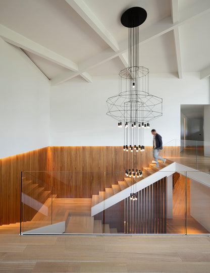 Elegant Lattice Chandelier with Adjustable Height and Crystal Accents