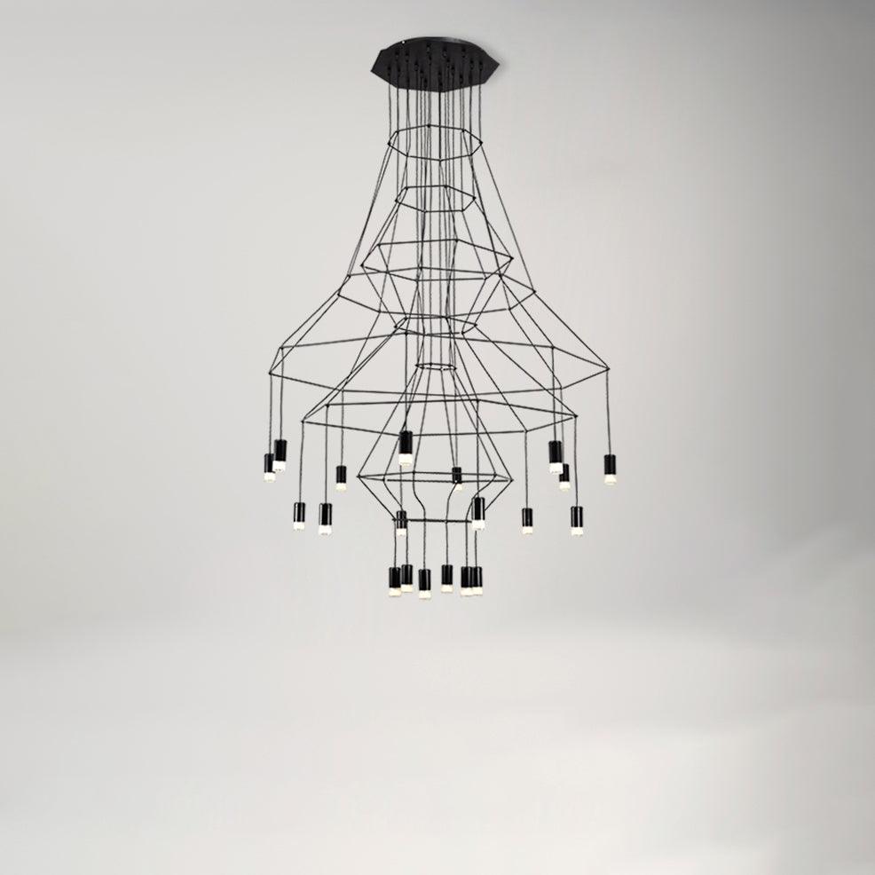 Elegant Lattice Chandelier with Adjustable Height and Crystal Accents