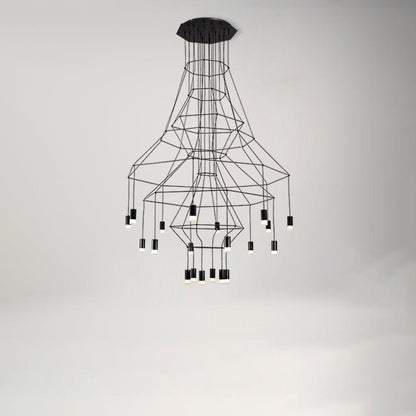 Elegant Lattice Chandelier with Adjustable Height and Crystal Accents