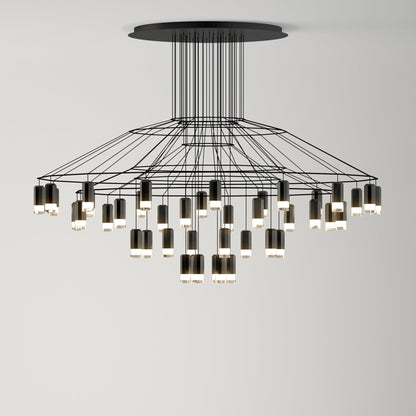 Elegant Lattice Chandelier with Adjustable Height and Crystal Accents
