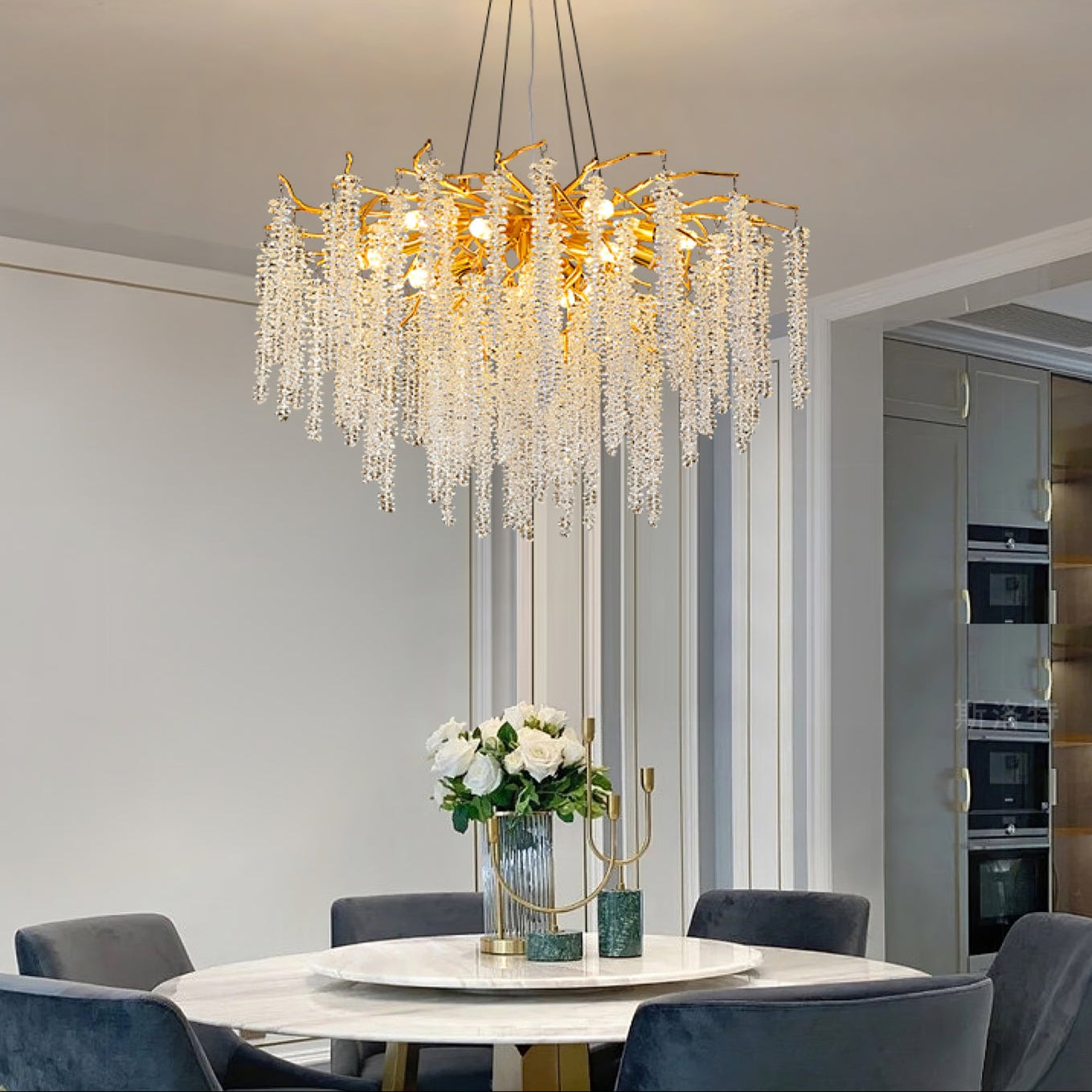 Wisteria Flower Crystal Chandelier - Elegant Design, Dimmable Lighting