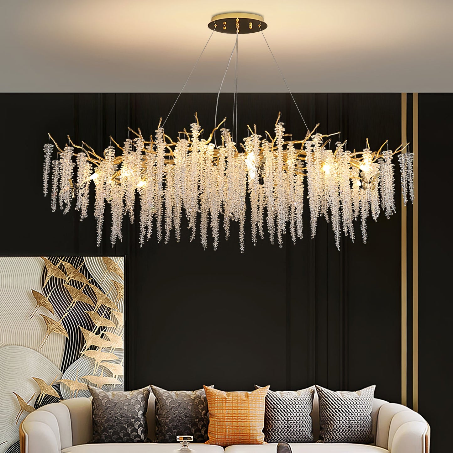 Wisteria Flower Crystal Chandelier - Elegant Design, Dimmable Lighting