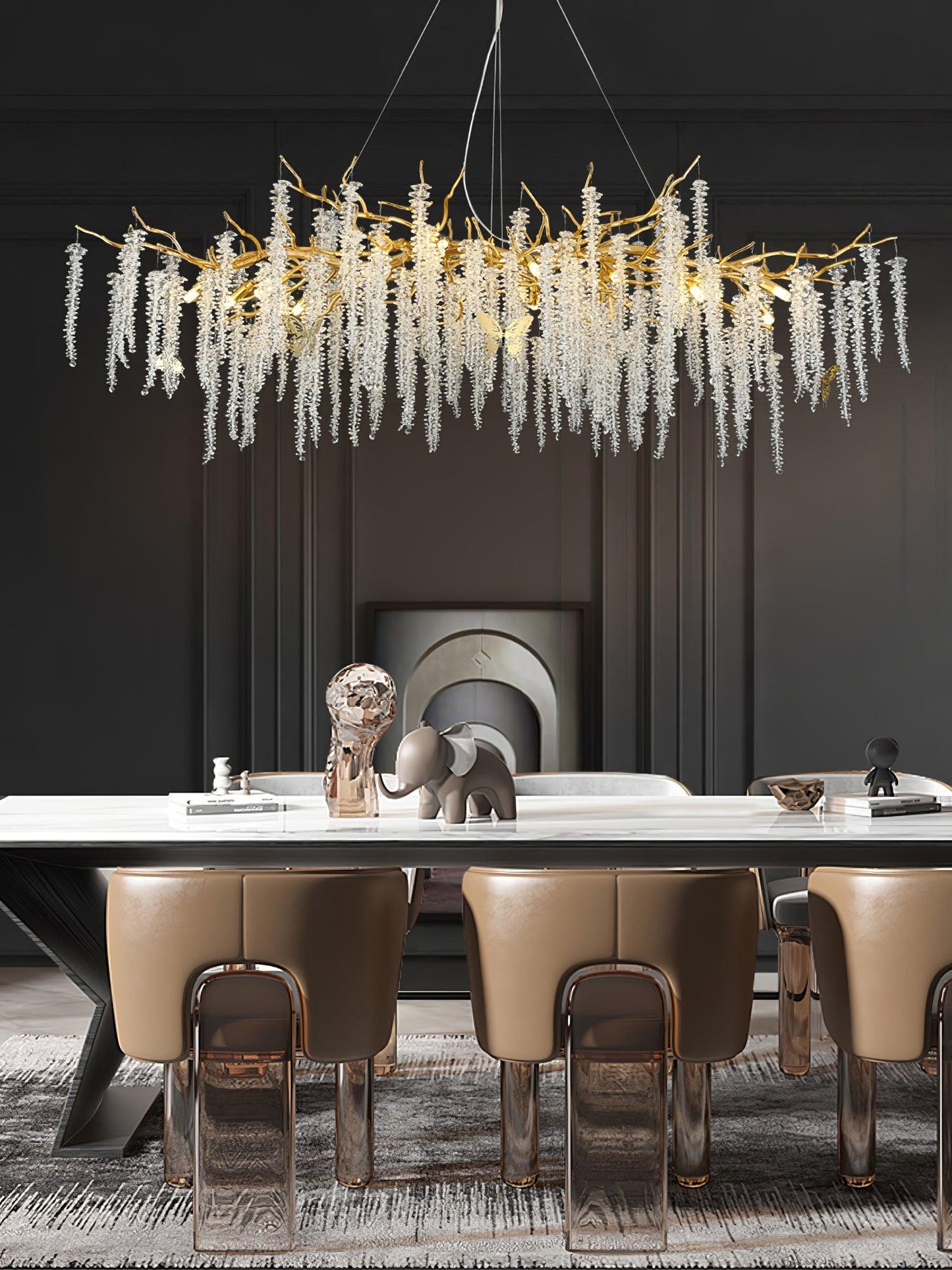 Wisteria Flower Crystal Chandelier - Elegant Design, Dimmable Lighting