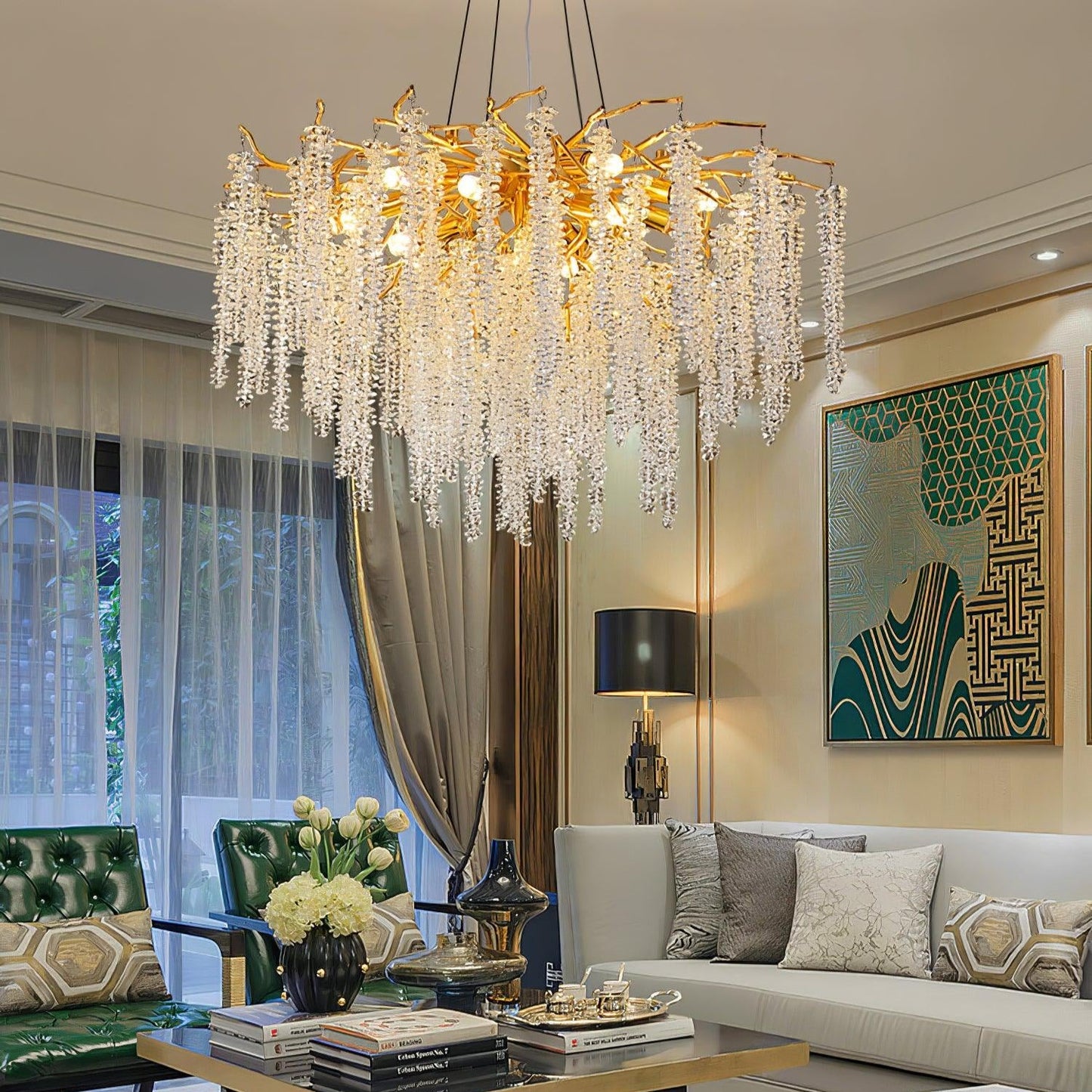 Wisteria Flower Crystal Chandelier - Elegant Design, Dimmable Lighting