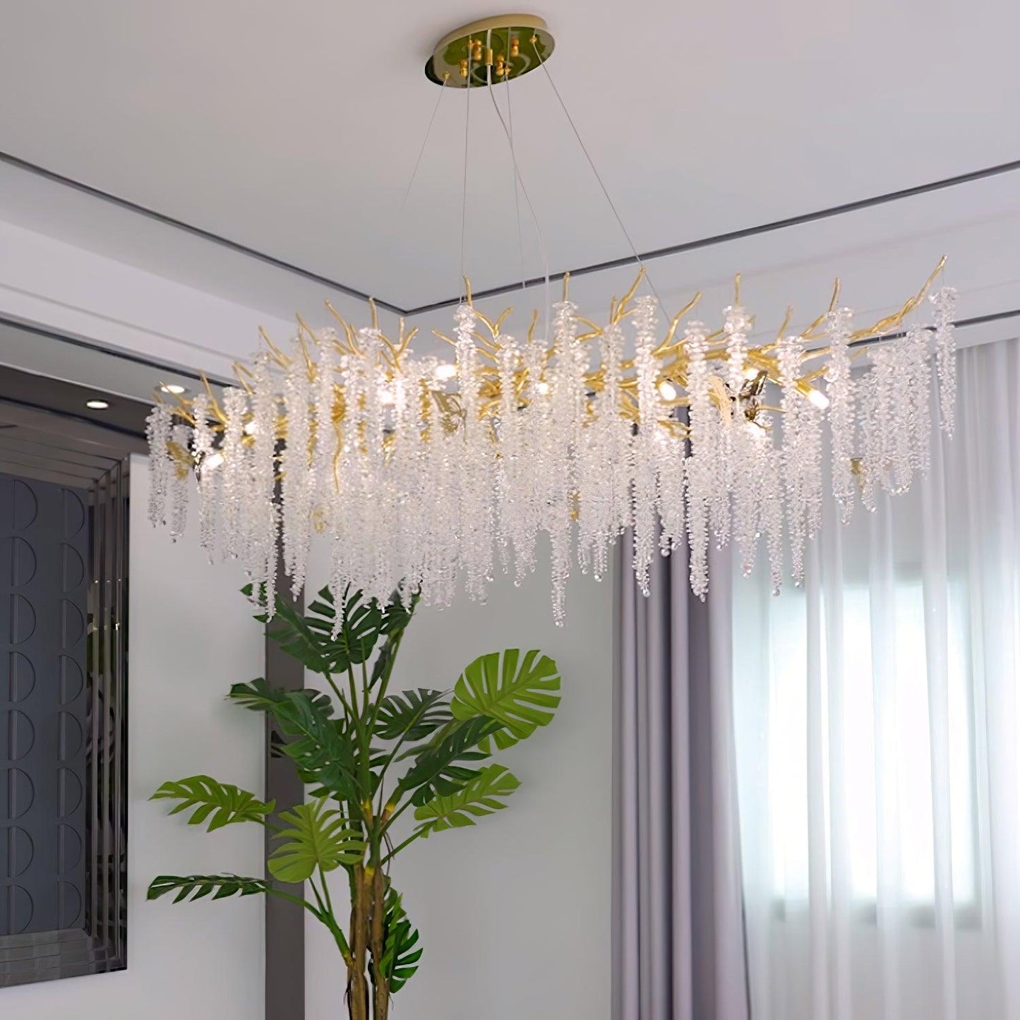 Wisteria Flower Crystal Chandelier - Elegant Design, Dimmable Lighting