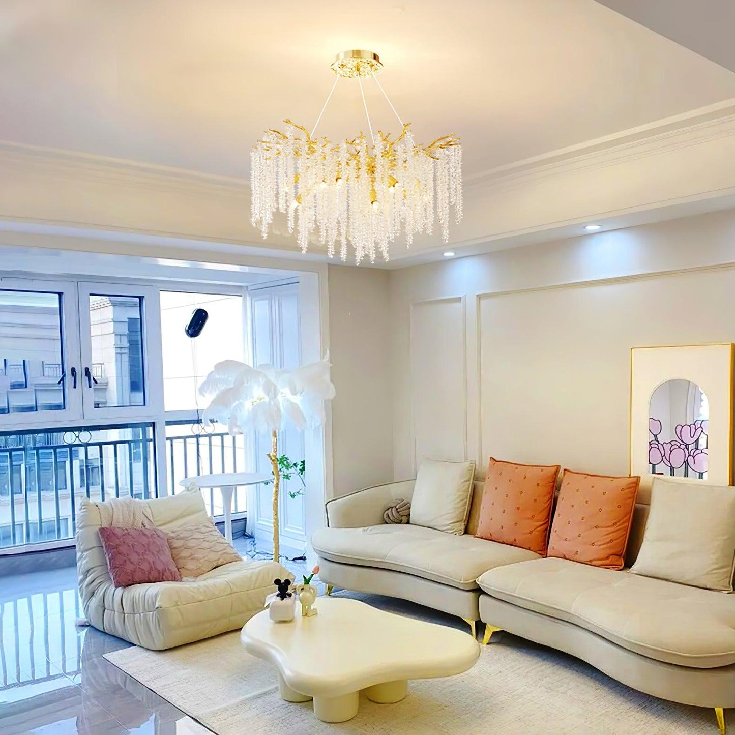 Wisteria Flower Crystal Chandelier - Elegant Design, Dimmable Lighting
