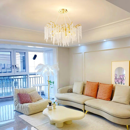 Wisteria Flower Crystal Chandelier - Elegant Design, Dimmable Lighting
