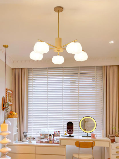 Elegant Wooden Cotton Balls Chandelier - Soft Ambient Lighting & Uniqu