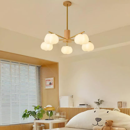 Elegant Wooden Cotton Balls Chandelier - Soft Ambient Lighting & Uniqu
