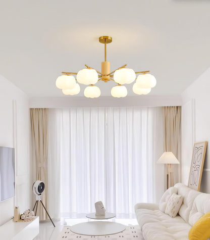 Elegant Wooden Cotton Balls Chandelier - Soft Ambient Lighting & Uniqu