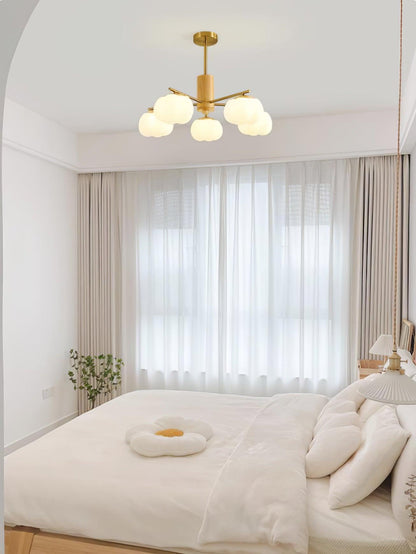 Elegant Wooden Cotton Balls Chandelier - Soft Ambient Lighting & Uniqu