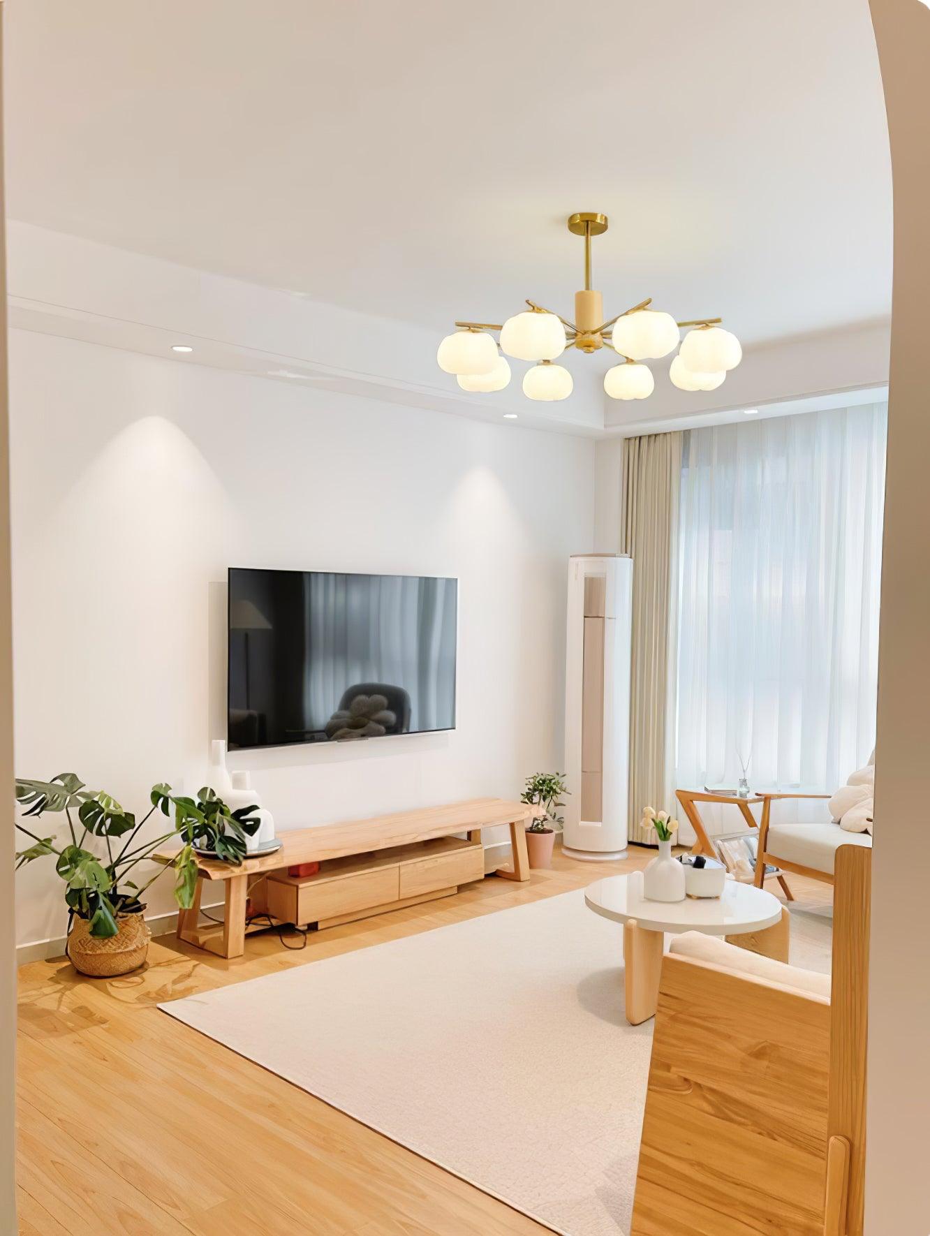 Elegant Wooden Cotton Balls Chandelier - Soft Ambient Lighting & Uniqu
