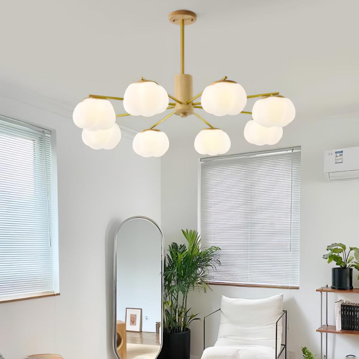 Elegant Wooden Cotton Balls Chandelier - Soft Ambient Lighting & Uniqu