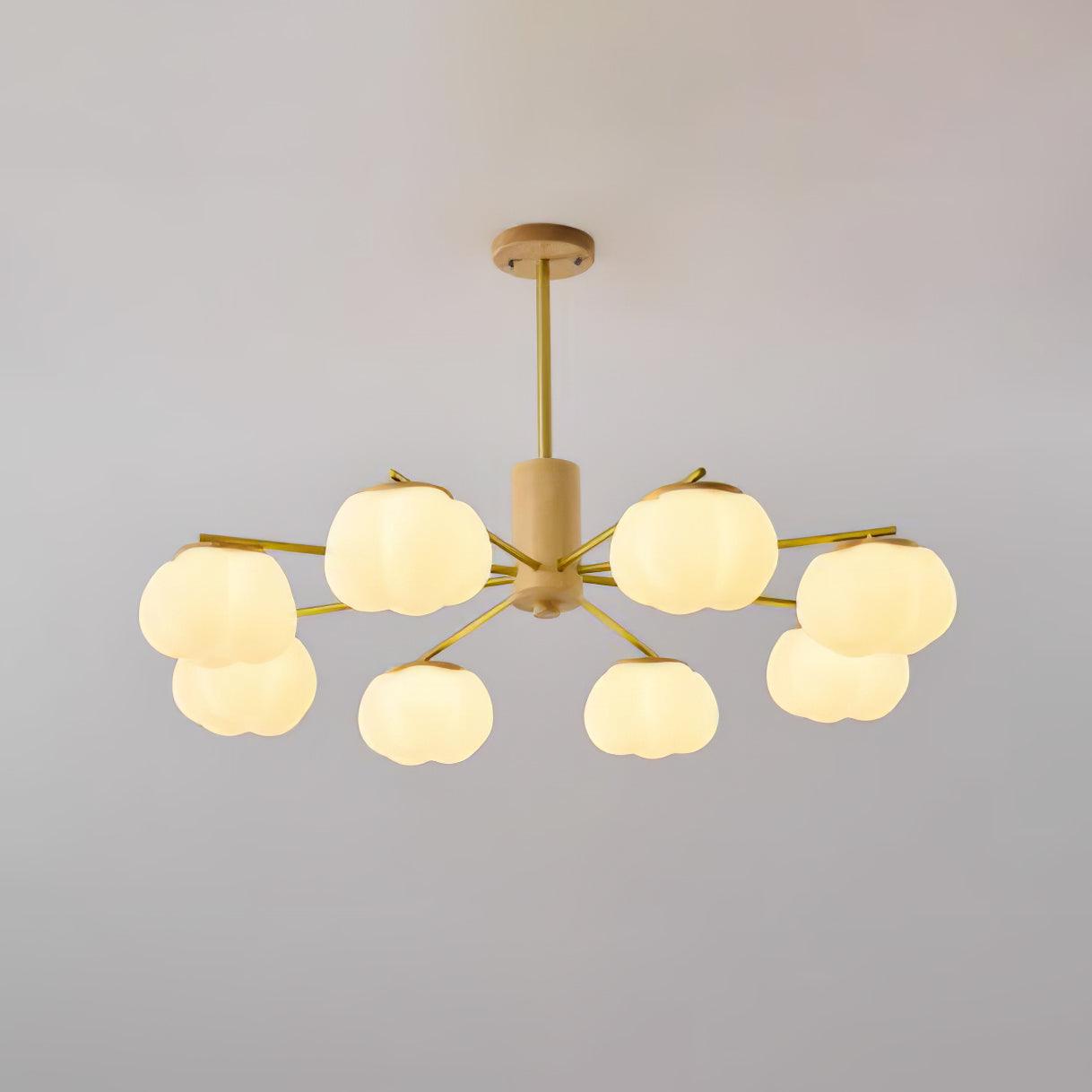 Elegant Wooden Cotton Balls Chandelier - Soft Ambient Lighting & Uniqu