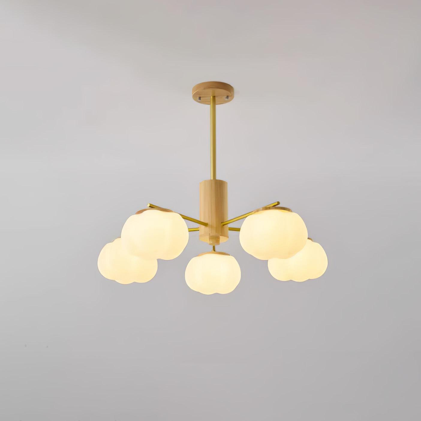 Elegant Wooden Cotton Balls Chandelier - Soft Ambient Lighting & Uniqu