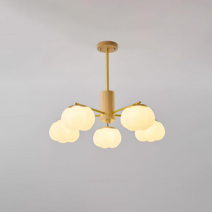 Elegant Wooden Cotton Balls Chandelier - Soft Ambient Lighting & Uniqu
