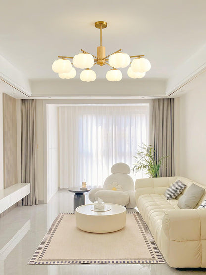 Elegant Wooden Cotton Balls Chandelier - Soft Ambient Lighting & Uniqu