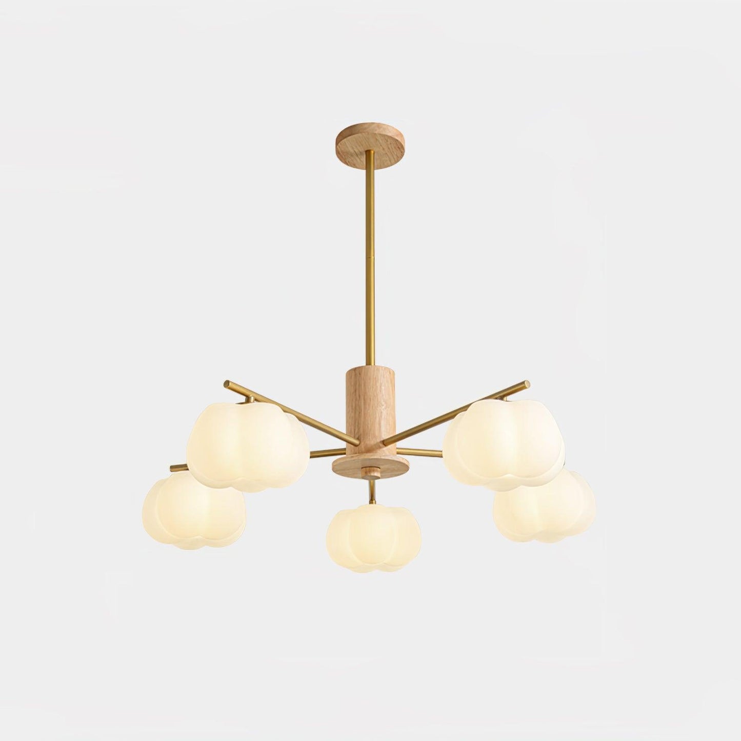 Elegant Wooden Cotton Balls Chandelier - Soft Ambient Lighting & Uniqu
