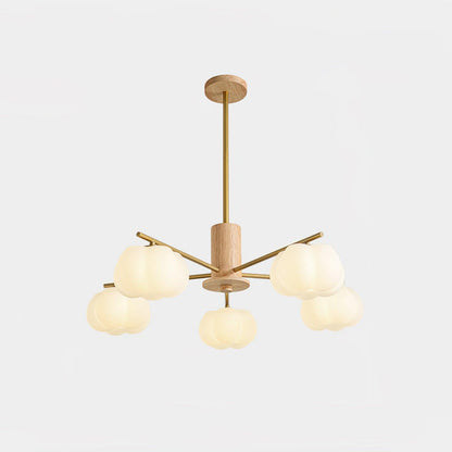 Elegant Wooden Cotton Balls Chandelier - Soft Ambient Lighting & Uniqu