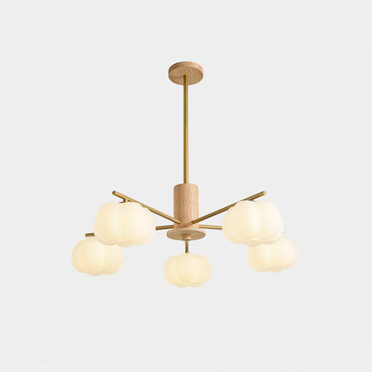 Elegant Wooden Cotton Balls Chandelier - Soft Ambient Lighting & Uniqu