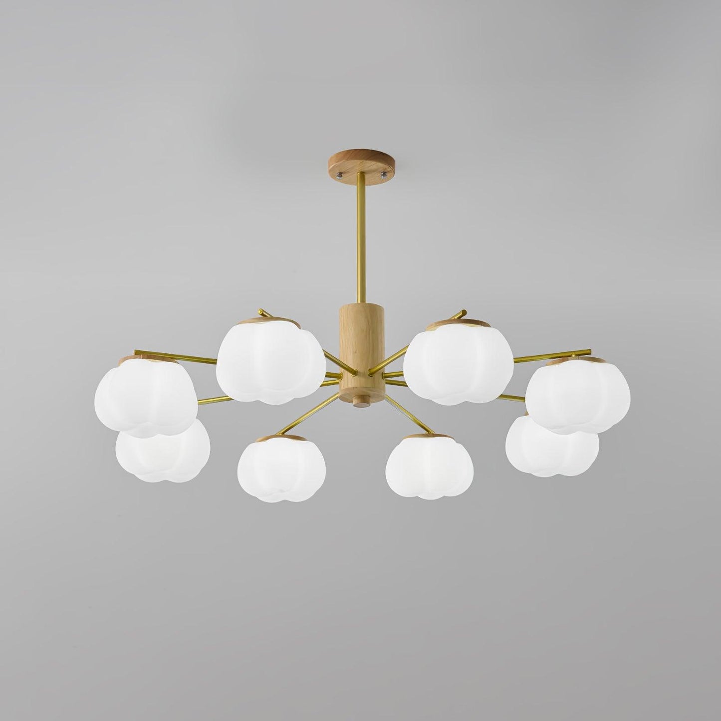 Elegant Wooden Cotton Balls Chandelier - Soft Ambient Lighting & Uniqu