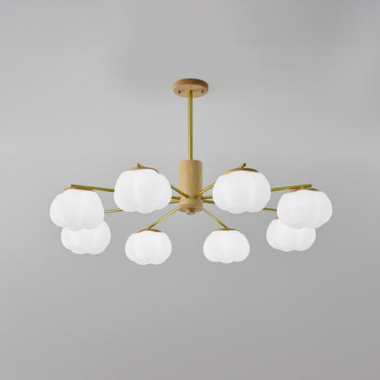 Elegant Wooden Cotton Balls Chandelier - Soft Ambient Lighting & Uniqu