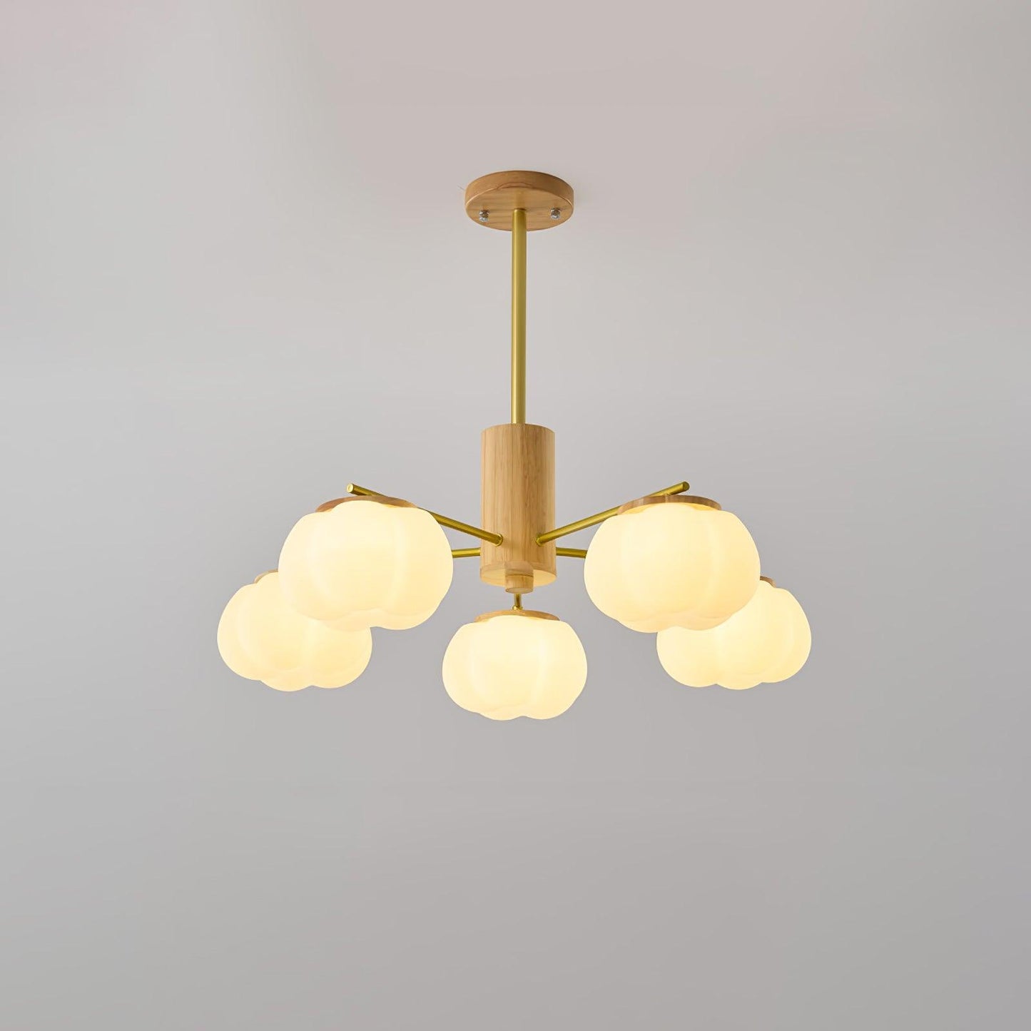 Elegant Wooden Cotton Balls Chandelier - Soft Ambient Lighting & Uniqu