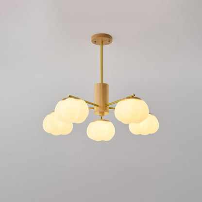 Elegant Wooden Cotton Balls Chandelier - Soft Ambient Lighting & Uniqu