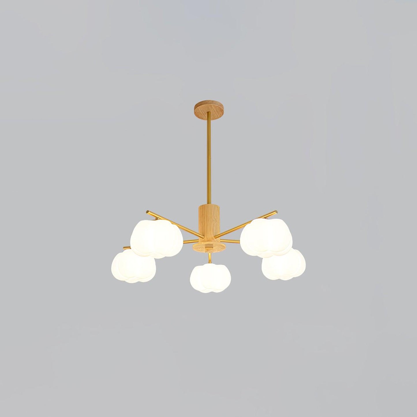 Elegant Wooden Cotton Balls Chandelier - Soft Ambient Lighting & Uniqu