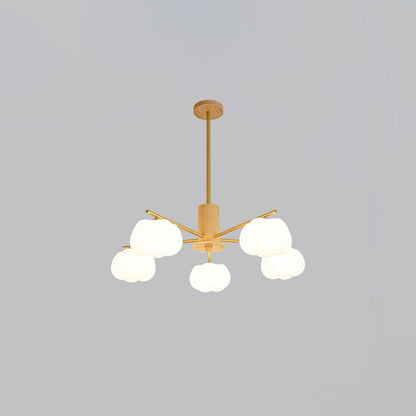 Elegant Wooden Cotton Balls Chandelier - Soft Ambient Lighting & Uniqu