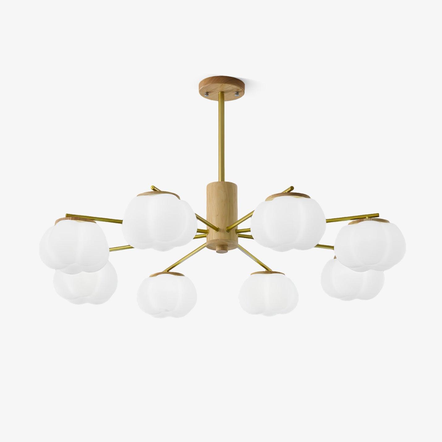 Elegant Wooden Cotton Balls Chandelier - Soft Ambient Lighting & Uniqu