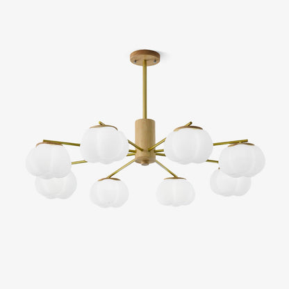 Elegant Wooden Cotton Balls Chandelier - Soft Ambient Lighting & Uniqu