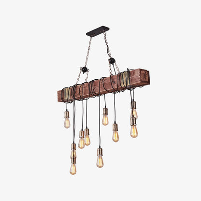 Elegant Wood Hanging Multi Chandelier with Adjustable Height & LED Lig