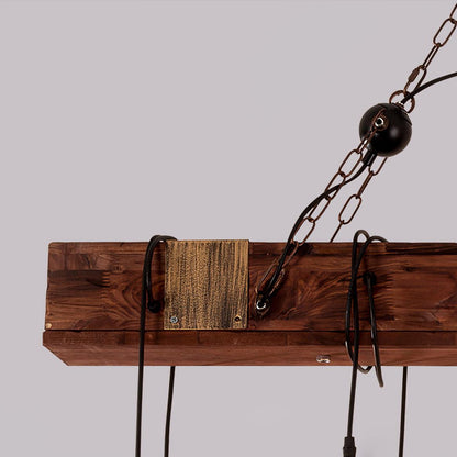Elegant Wood Hanging Multi Chandelier with Adjustable Height & LED Lig