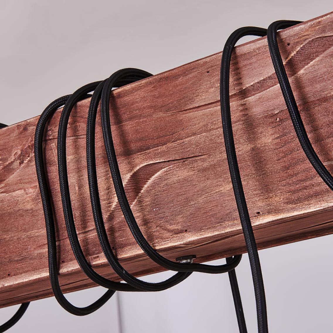 Elegant Wood Hanging Multi Chandelier with Adjustable Height & LED Lig