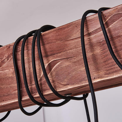 Elegant Wood Hanging Multi Chandelier with Adjustable Height & LED Lig