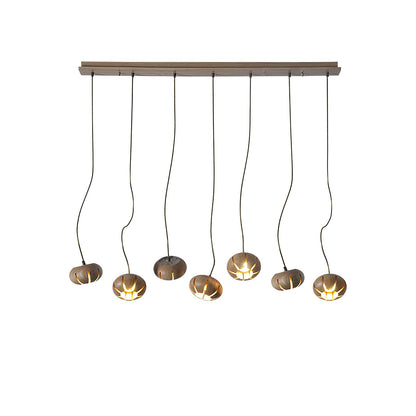 Rustic Wood Pumpkin Cluster Chandelier - Adjustable Height & Warm Glow