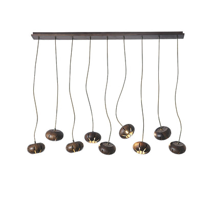 Rustic Wood Pumpkin Cluster Chandelier - Adjustable Height & Warm Glow
